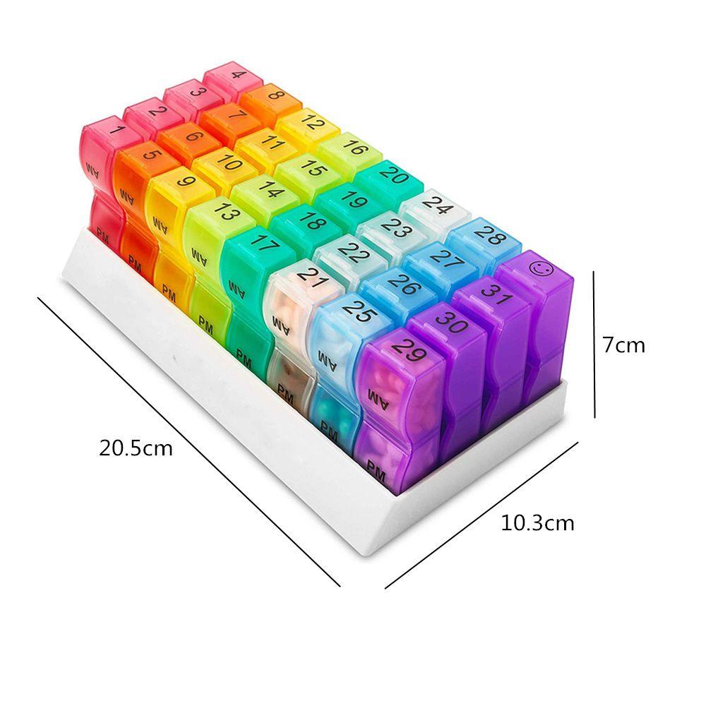 Preva Monthly Pill Organizer Bulanan Daily Weekly Medicine Organizer Kotak Penyimpanan Pill Dispenser Wadah Pill Case