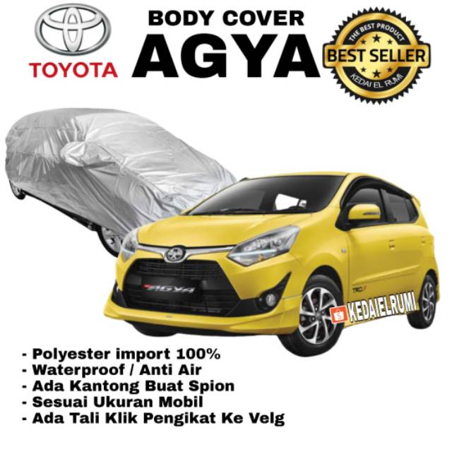 TOYOTA AGYA COVER MOBIL KAIN SELIMUT PENUTUP SARUNG BODY MOBIL CAR SILVER ABUABU WATERPROOF ANTI AIR