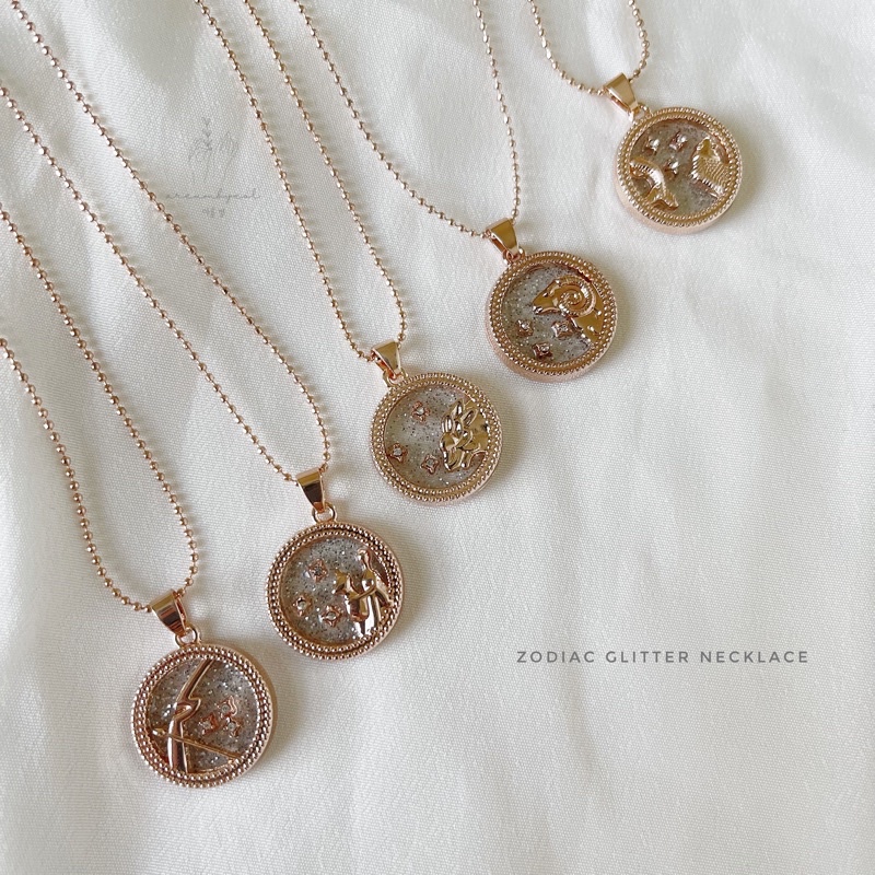 Areumbyeol - Zodiac Glitter Necklace (full edition aquarius - capricorn) - Kalung Astrology Constell