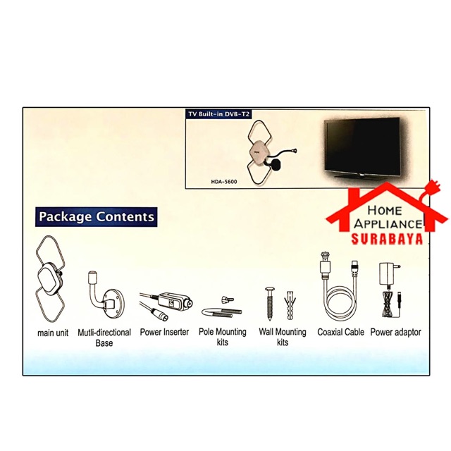 Antena TV In/Outdoor PX HDA-5600 Digital TV DVB-T2 dengan Booster dan Power Inserter