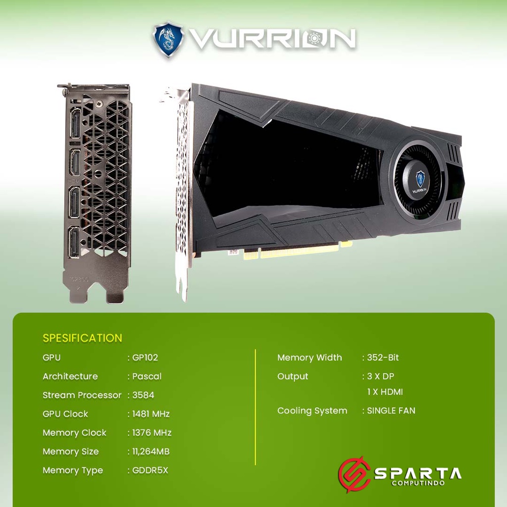 VGA Card Nvidia Geforce GTX 1080Ti 11GB GDDR5X Vurrion New Garansi Resmi