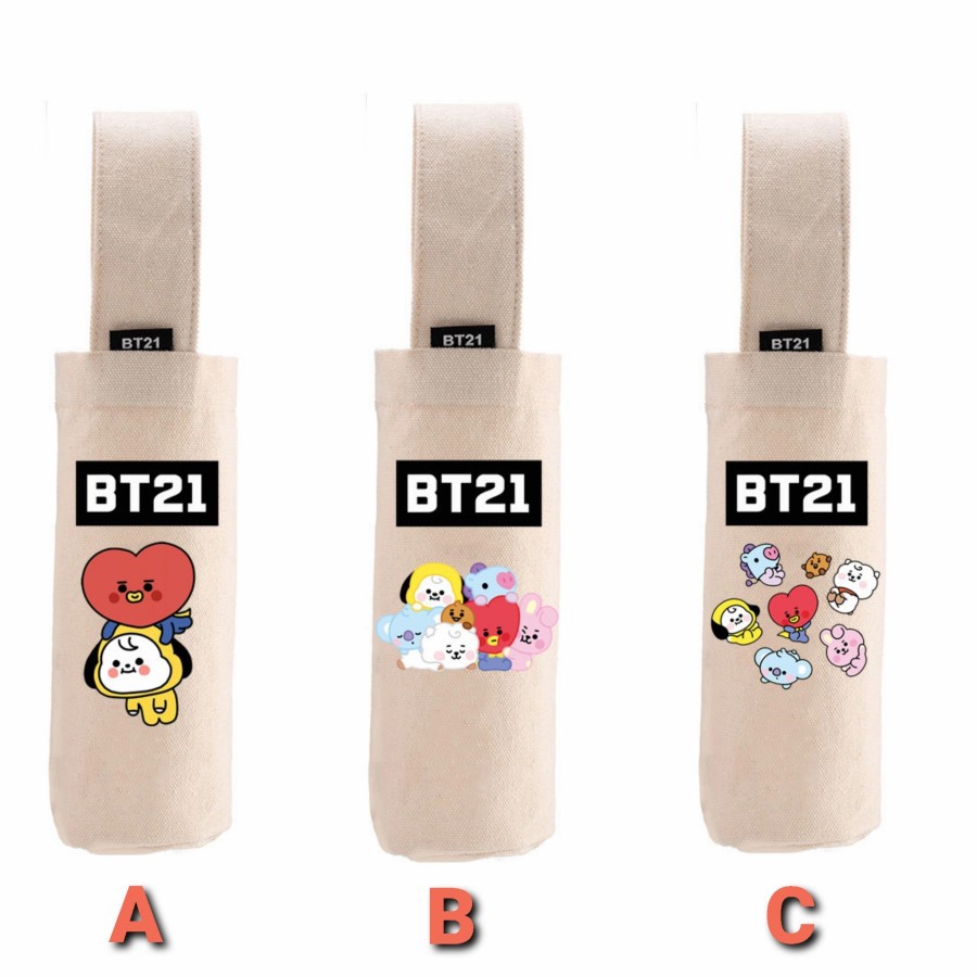 Sarung Thermos BTS Aksesories Hadiah BT21 Baby Tas Dompet Tenteng Kain