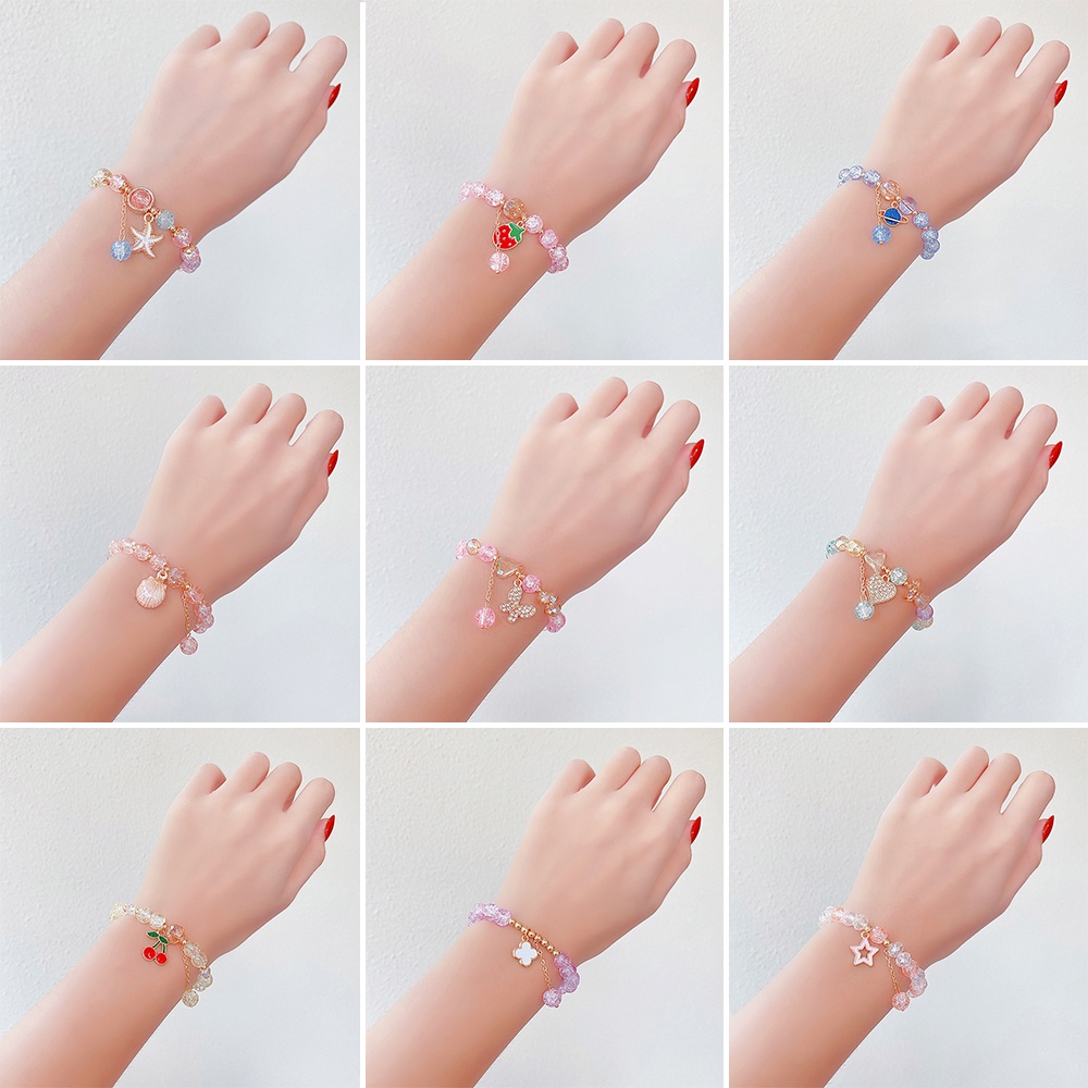 Gelang Manik-Manik Kaca Motif Kartun Untuk Hadiah Anak Perempuan