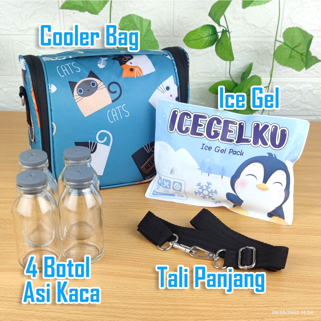 Cooler Bag Asi Free Ice Gel + Botol Asi Kaca