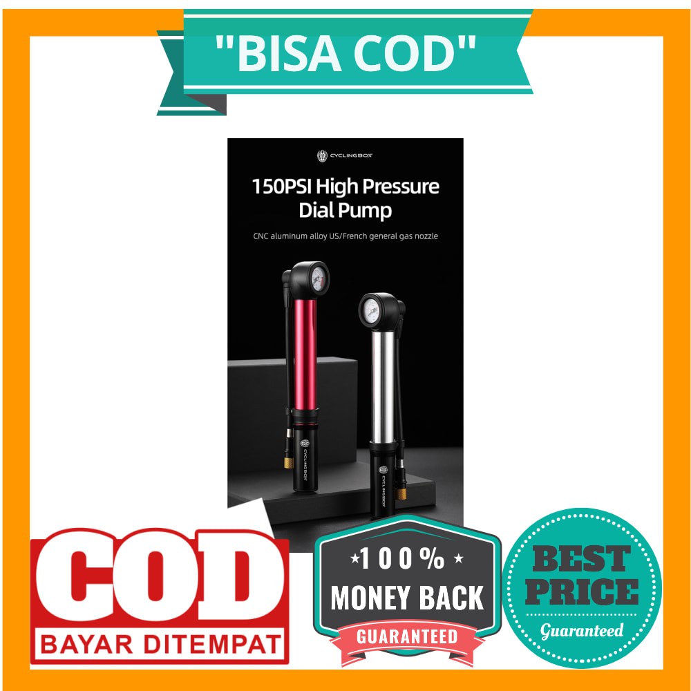 BISA COD CYCLINGBOX Pompa Angin Ban Sepeda Portable 150PSI - BG-1405 - Silver