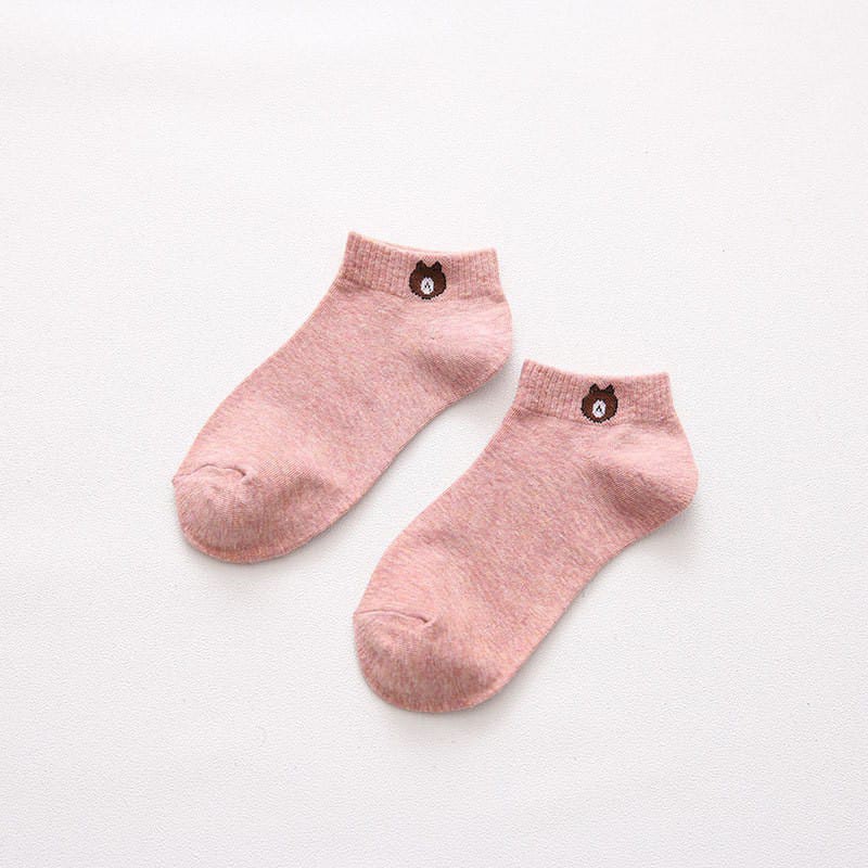 ☘SWEET☘ KAOS KAKI CUTE SEMATA KAKI MOTIF BROWN-7