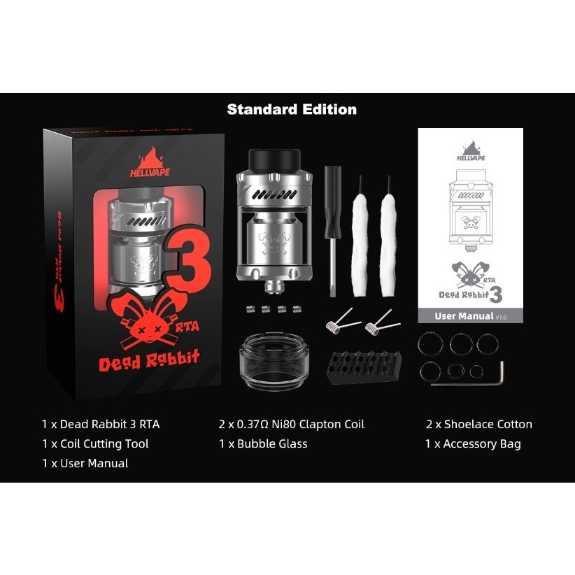 DEAD RABBIT V3 RTA 25MM - AUTHENTIC 100% BY HELLVAPE