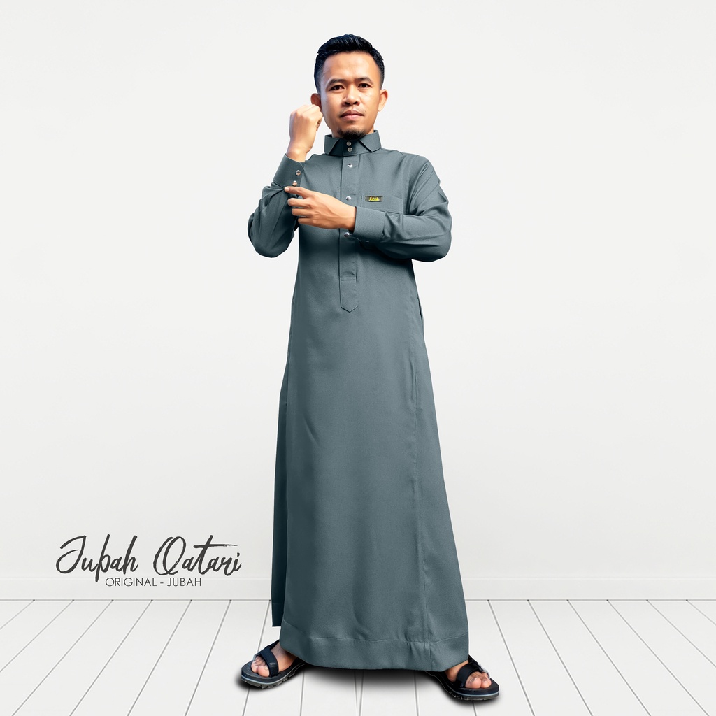 Jubah Gamis Pria Manset Lengan Panjang model QATARI