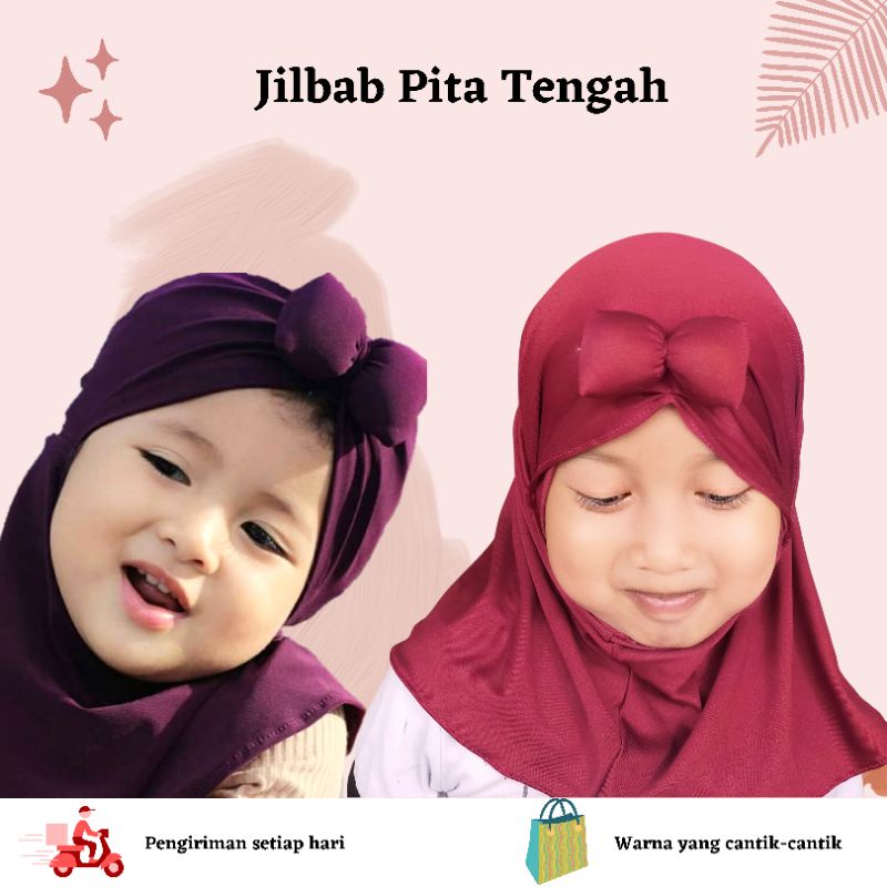 Hijab Bayi Pita Tengah / Kerudung anak / jilbab baby newborn