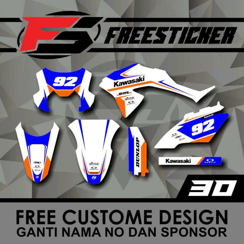 DECAL KLX 150 L, G, S, BF PUTIH BIRU ORANGE