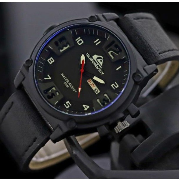 Jam Tangan Pria Quiksilver Day Date Tali Kulit Leather