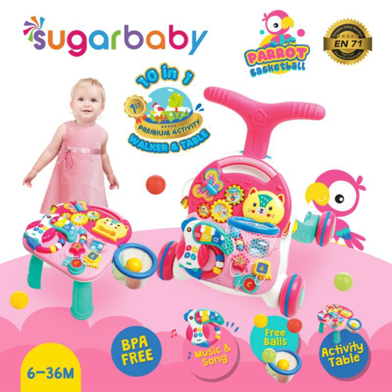 SUGAR BABY 10in1 Series PREMIUM Activity Walker &amp; Table &quot;COCO BASKETBALL&quot;