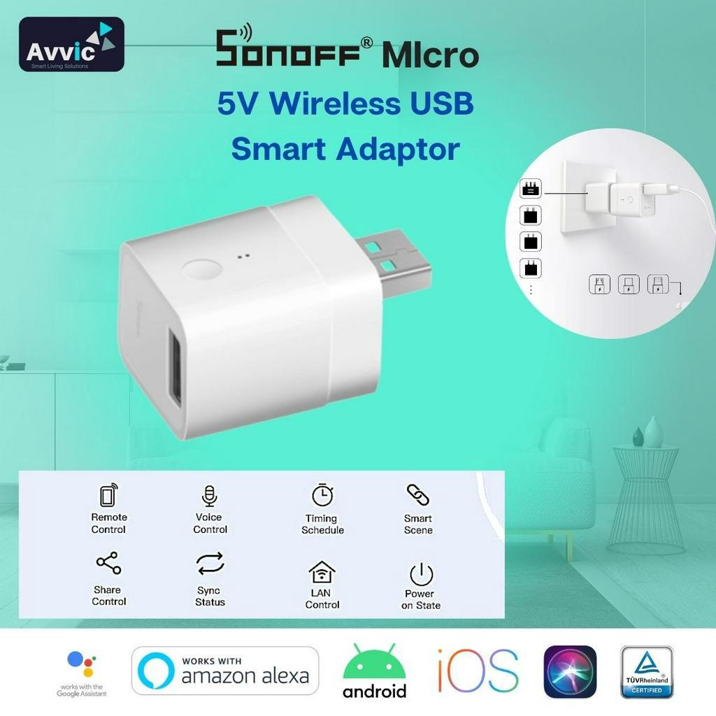 Sonoff Micro 5V Wireless USB Smart Adaptor Wifi Mini USB Power Adaptor – Wifi Portable Charger