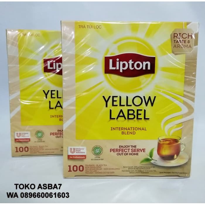 

Teh Lipton Yellow International Blend Label 100 Bags - tth1386