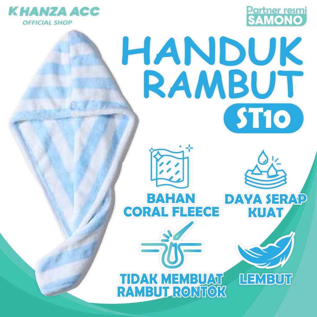 KHANZAACC SAMONO ST10 Handuk Rambut Keramas Kepala  Turban Magic Towel Bahan Lembut