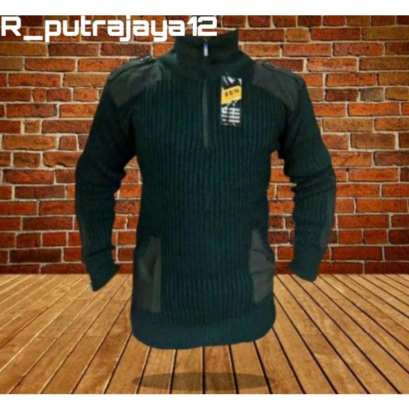 sweater rajut polos army hijau /sweater polos black