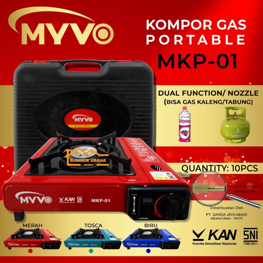 KOMPOR GAS PORTABLE MYVO MKP-01/Kompor Gas Portable Camping Gunung BBQ Model Progas 2in1 SNI