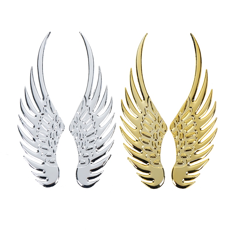 {LUCKID}1 Pair car 3D wings metal stickers car motorcycle accessories stickers