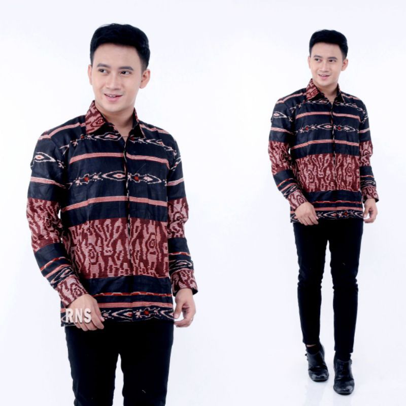 Batik Couple keluarga sania ruffle ori ndoro jowi dnt Motif Songket Coklat-Kemeja ayah