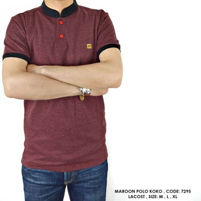 Kaos polo kerah koko kombinasi 2 warna polos cowok pria
