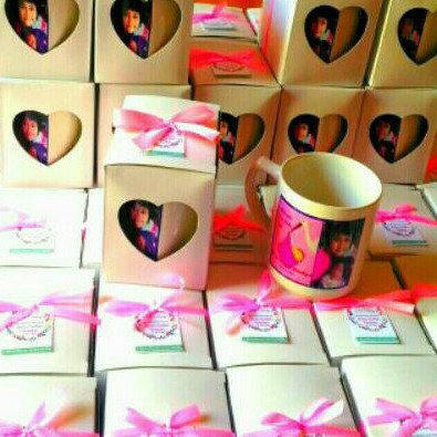 MUG KERAMIK SABLON FOTO BOX SOUVENIR AQIQAH AKIKAH BABY BORN ONE MONTH all event bisa 50PCS
