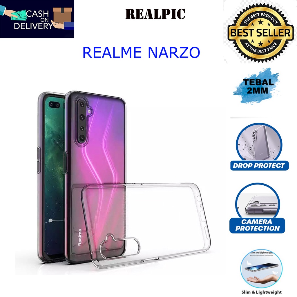 Case REALME NARZO Casing Clear HD KETEBALAN 2MM BENING TRANSPARAN TPU Premium Softcase