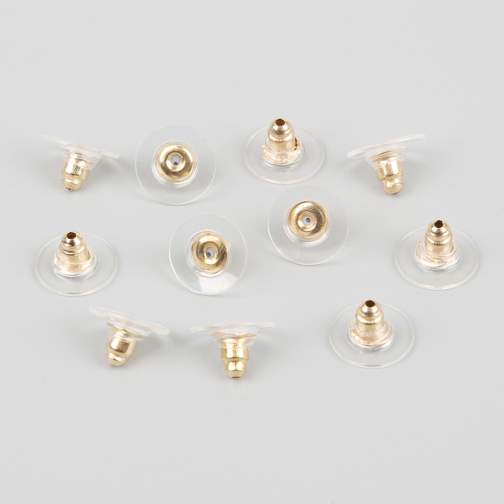 50 Pcs Stopper Anting Bentuk Bulat Bahan Silikon Untuk Aksesoris Perhiasan