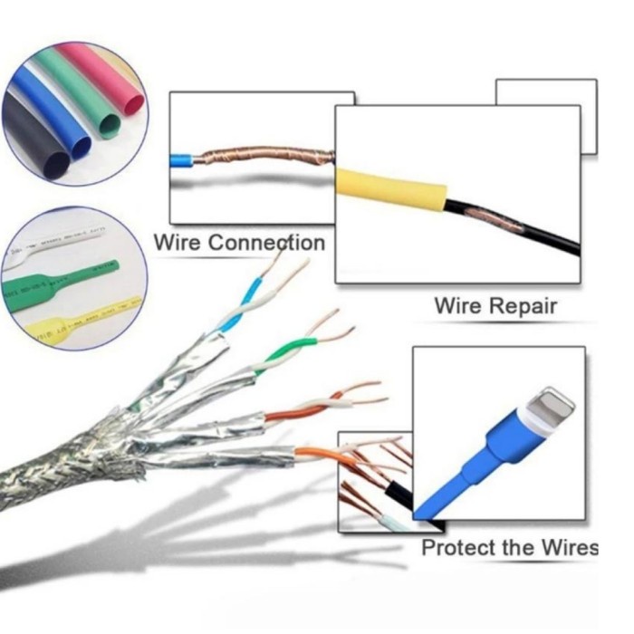 530 pcs Heat Shrink Isolasi Bakar Kabel Selongsong Bakar Multiwarna