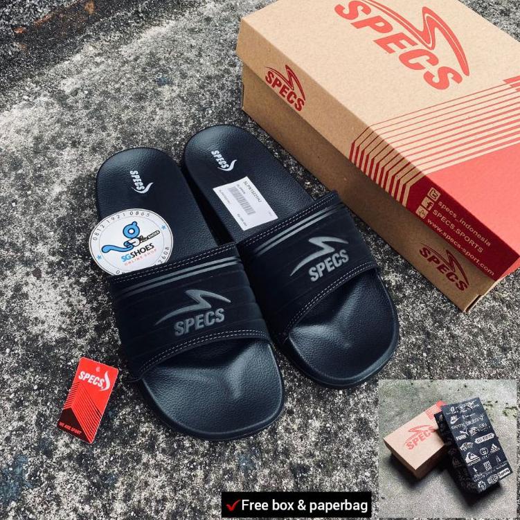 ✨Original✨ Sandal Slop Specs Sport Pria Bahan Pailon Piu Lembut Empuk Warna Hitam Slide !!