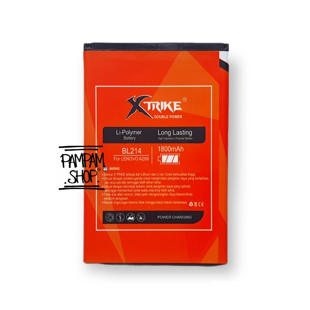 Baterai Xtrike Double Power Original Lenovo BL214 A208T A218T A269 A269i A305E A316 A316i Batre Ori