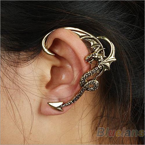 [ONE] Vintage Fly Dragon Cartilage Earrings Bungkus Klip Kiri Telinga Manset Tindik Perhiasan