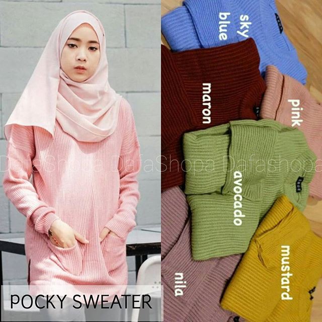 POCKY SAKU baju rajut korea sweater rajut wanita 