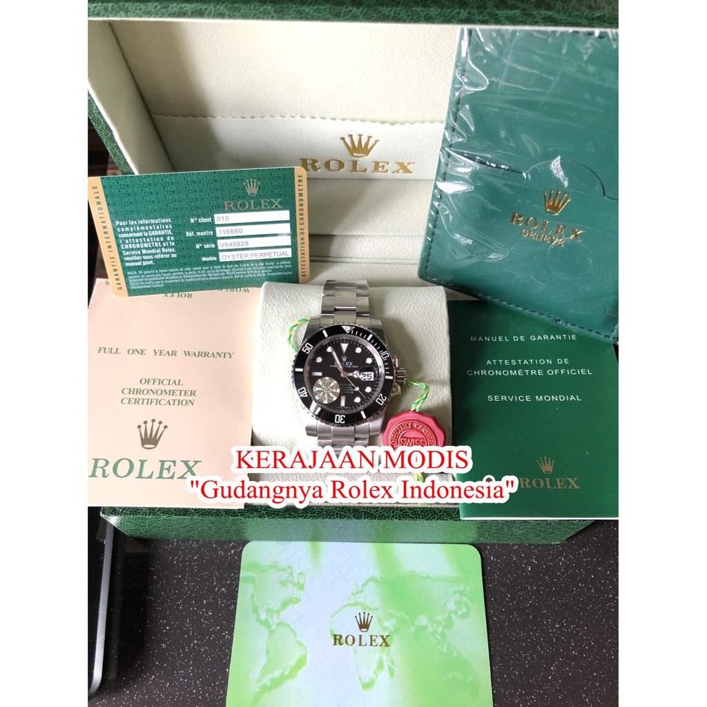 Hot Sale Jam Pria Rolex Submariner Black Automatic Silver Clone IS FullSet Box Garansi 1 th