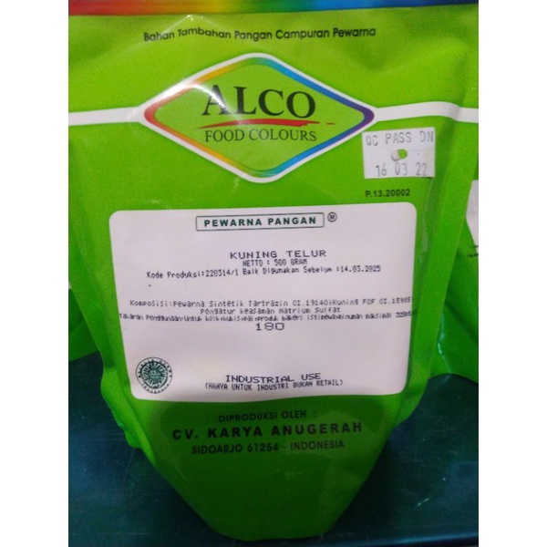 

Pewarna bubuk Kuning telur kode 500 gram