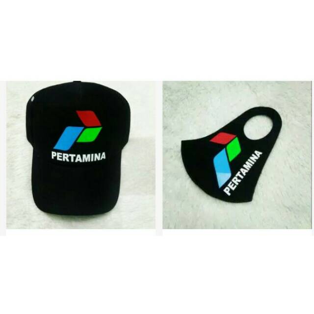 Topi pertamina  + masker pertamina / topi perusahaan BUMN /topi kerja + masker pertamina