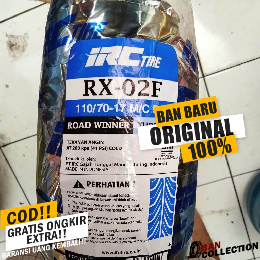 Paket Ban Motor MOGE (Motor Batangan) // IRC ROAD WINNER RX02F 110/70- RX02R 140/70 Ring 17 Tubeless