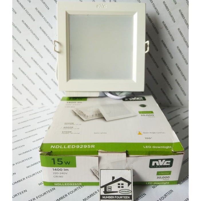 Lampu Downlight Kotak NVC 15 watt NDLLED 9295R putih