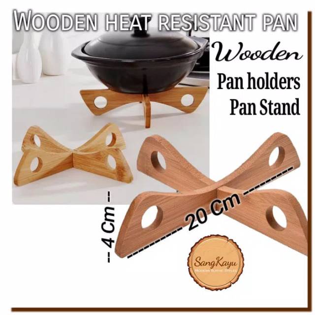 Pan holder Alas Tatakan panci piring mangkok kayu anti panas Pan stand