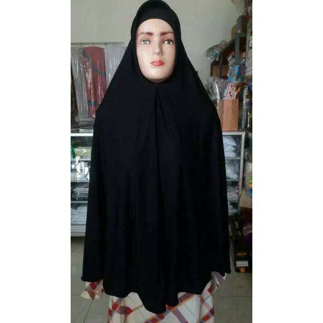 Jilbab instan hitam polos - bergo hitam polos - jilbab pinguin - khimar syari