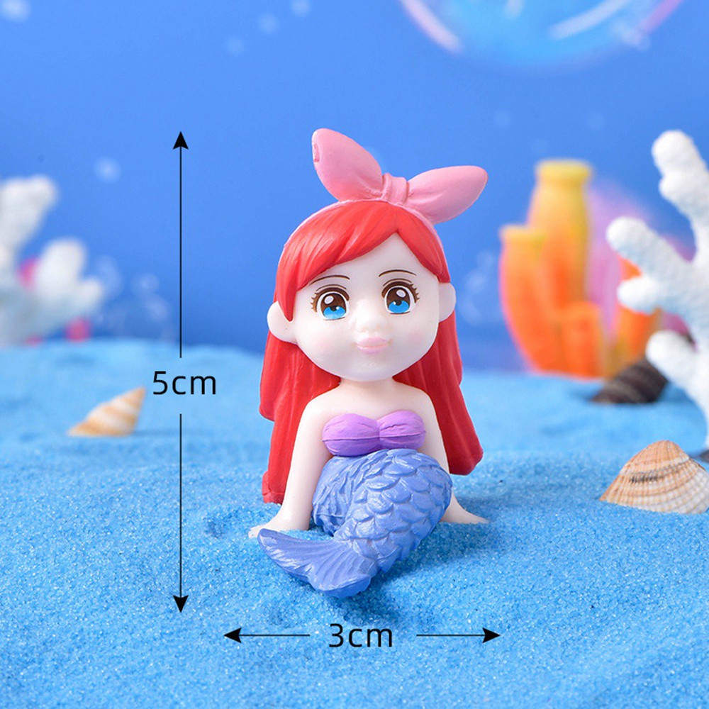 MXBEAUTY Lovely Mermaid Figurine Small Aquarium Decorative Miniature Home Accessories Hairpin Table DIY Craft Fairy Garden Micro Landscape