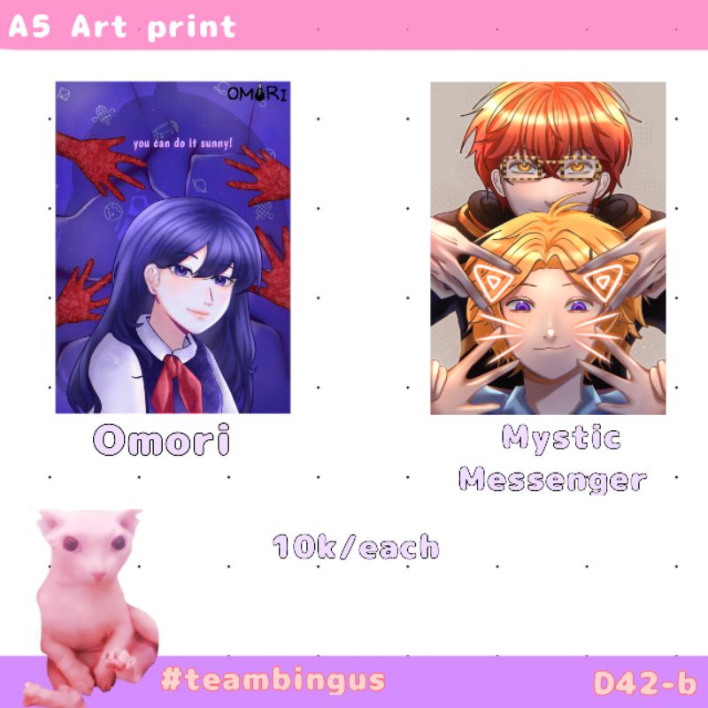 omori and mystic messenger art print/poster mari, yoosung kim and 707(seven)