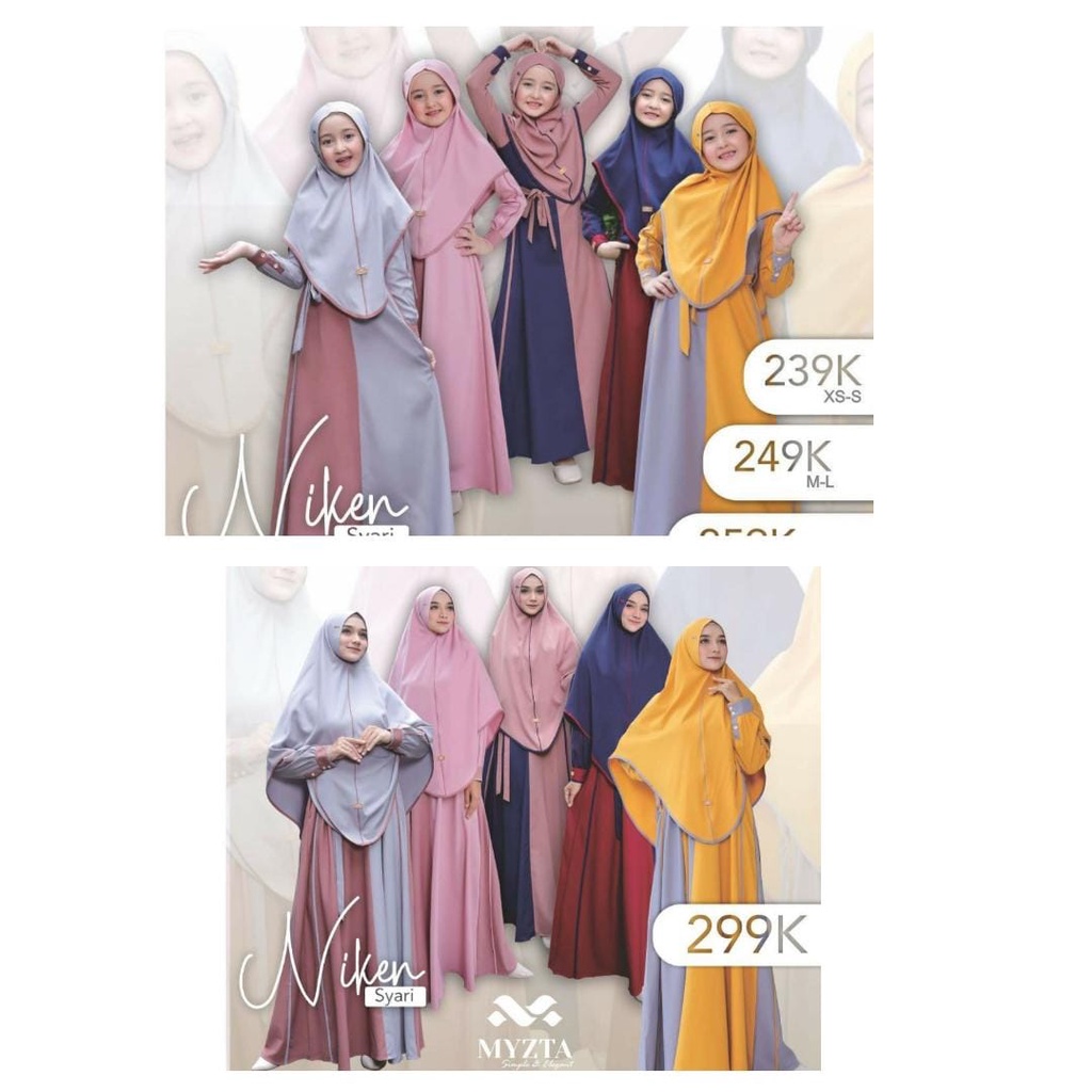 [KUBUS] SET GAMIS MYZTA ORIGINAL NIKEN SERIES SET GAMIS DEWASA DAN GAMIS ANAK GAMIS KIDS MYZTA NIKEN