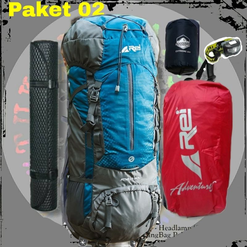 Paket Tas Gunung Carrier Rei Atmos 80 Liter Arei Outdoorgear / Arei Atmos 80L