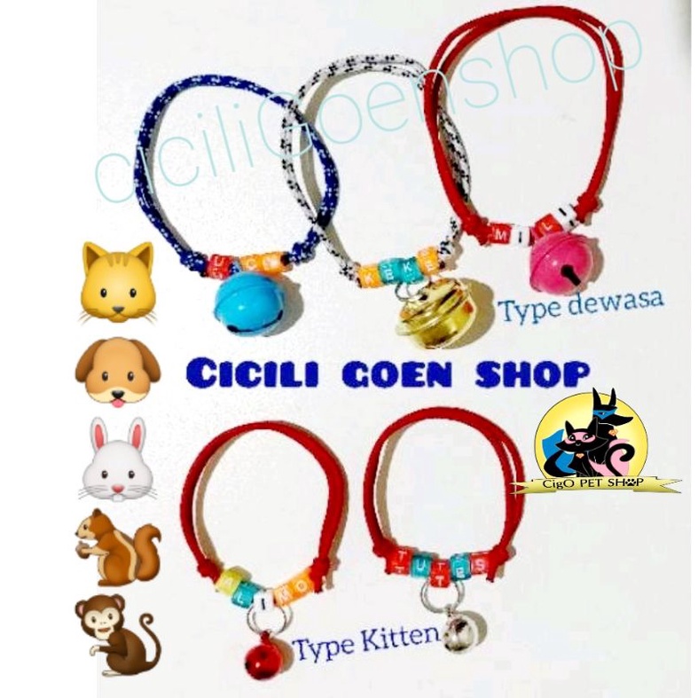 Kalung request nama plus lonceng besar tali krusik gelang collar anjing kucing kelinci