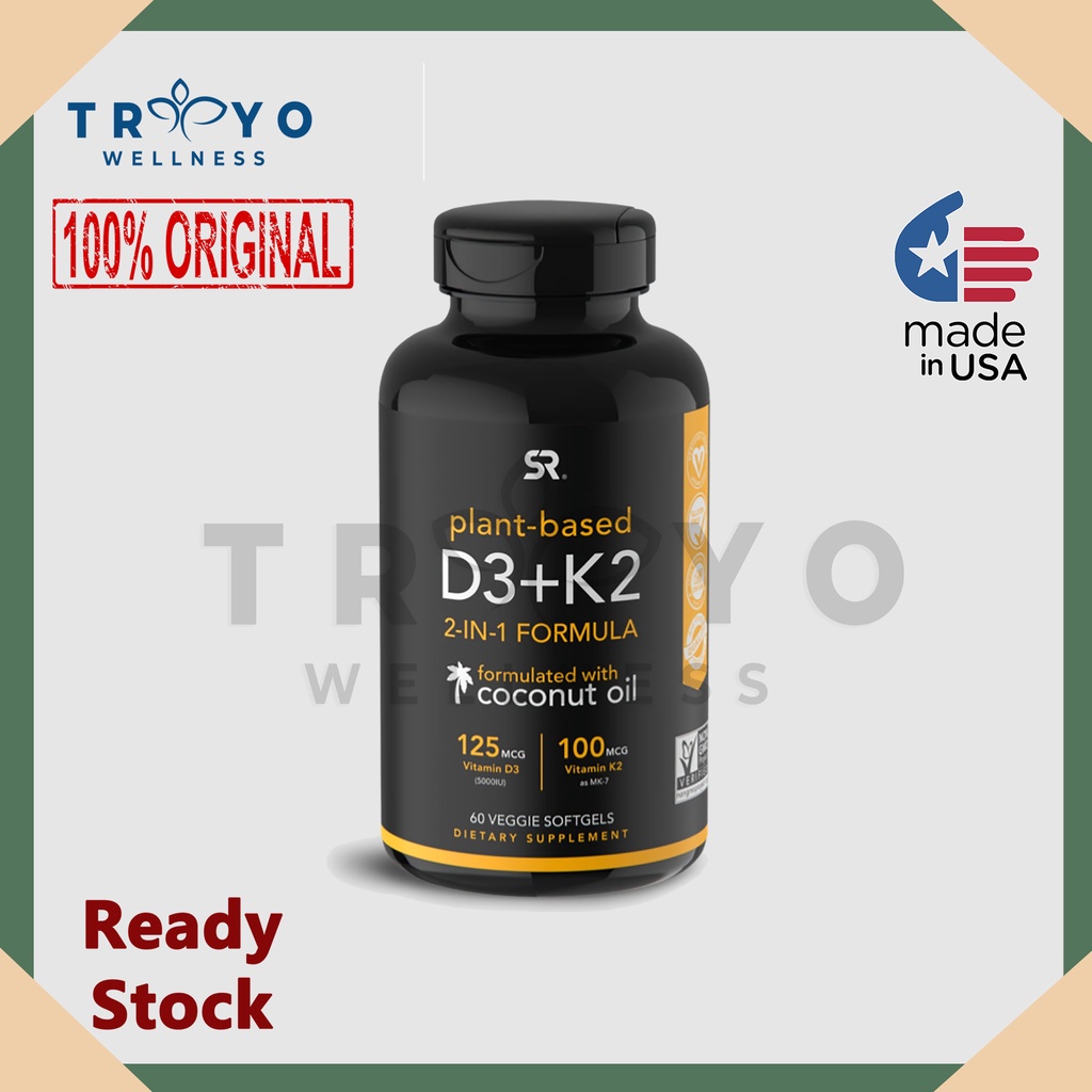 Jual Sport Sports Research SR, Vitamin D3 + K2, Plant Based 5000IU 5000 ...