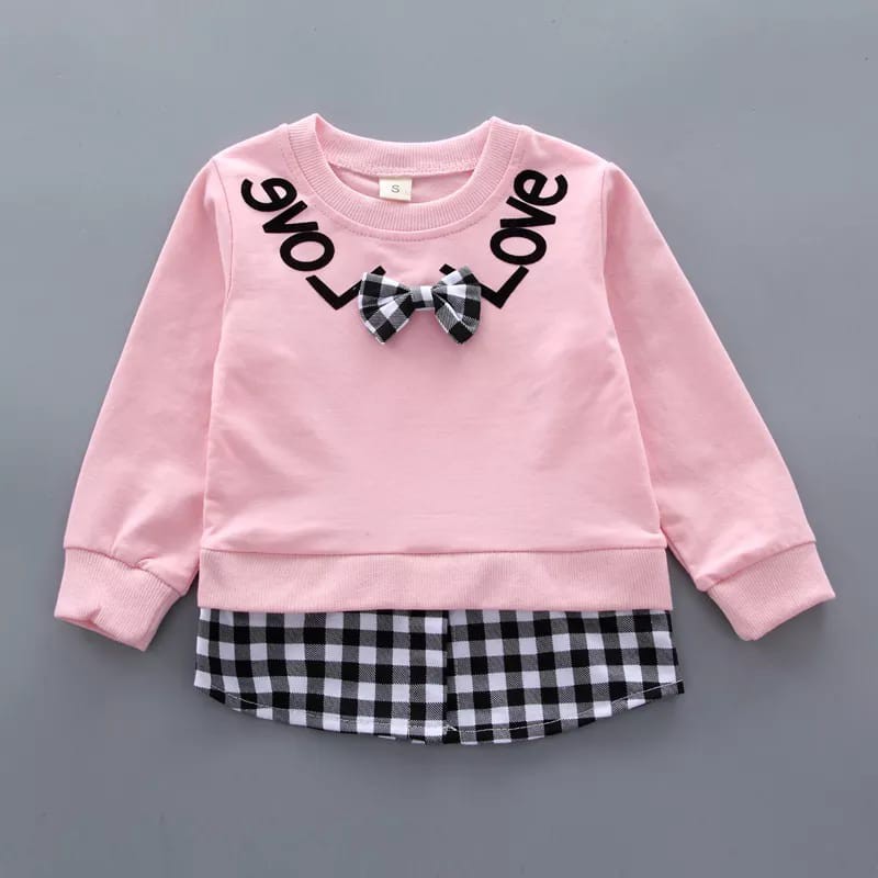 Zahra Setelan Anak Perempuan Love Set Bahan Fleece | Pakaian Anak Kekinian Umur 1-6 Tahun