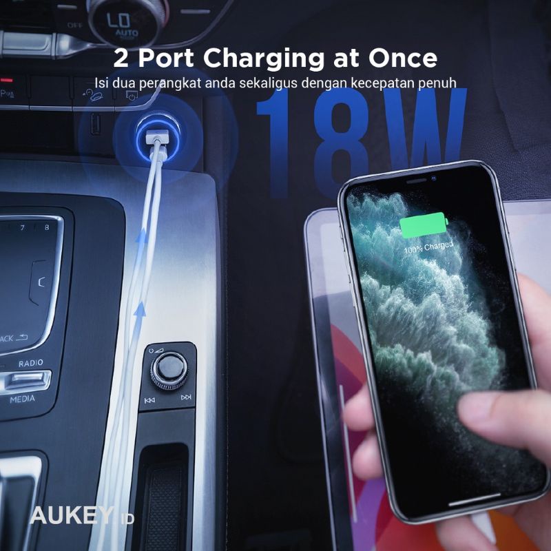 Aukey Expedition CC-Y18S Car Charger USB-C PD  GARANSI 2 TAHUN