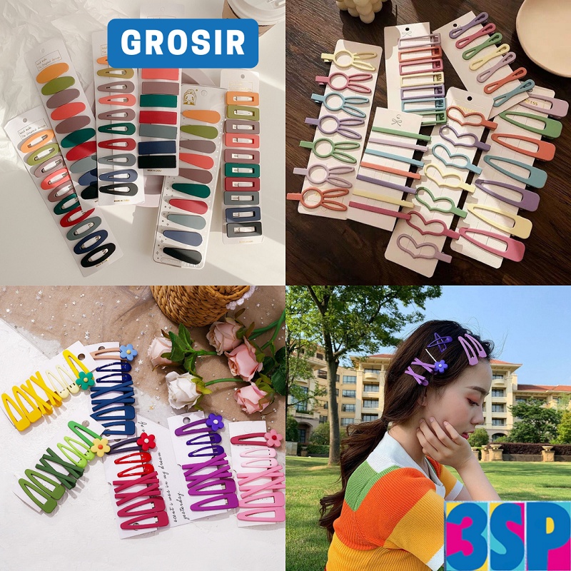 3SP | AC08 Jepitan Rambut Korea Set Aksesoris Rambut Lucu Jepit Bunga Geometris