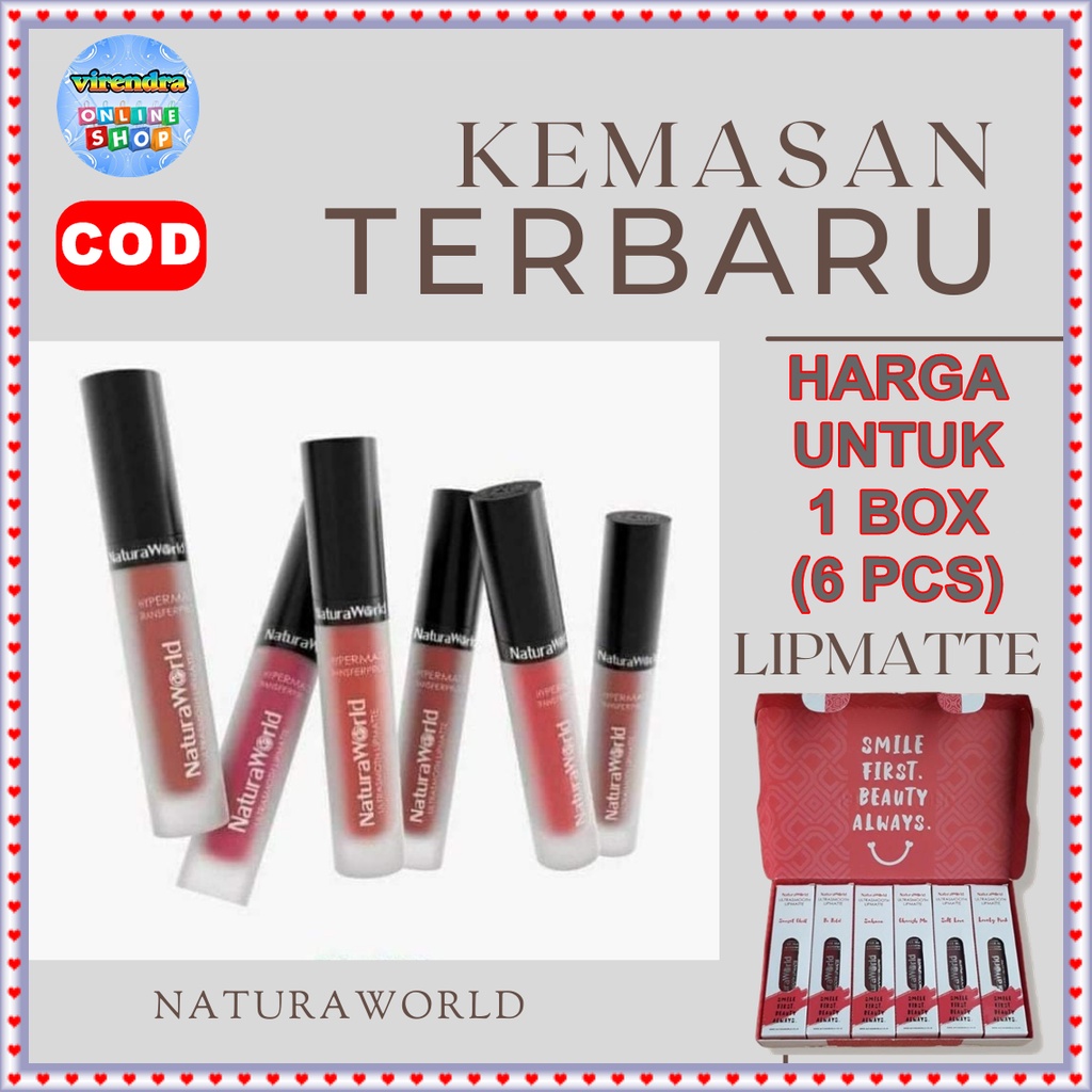 1 Box Lipmatte Lipstik Natura World Isi 6 pcs