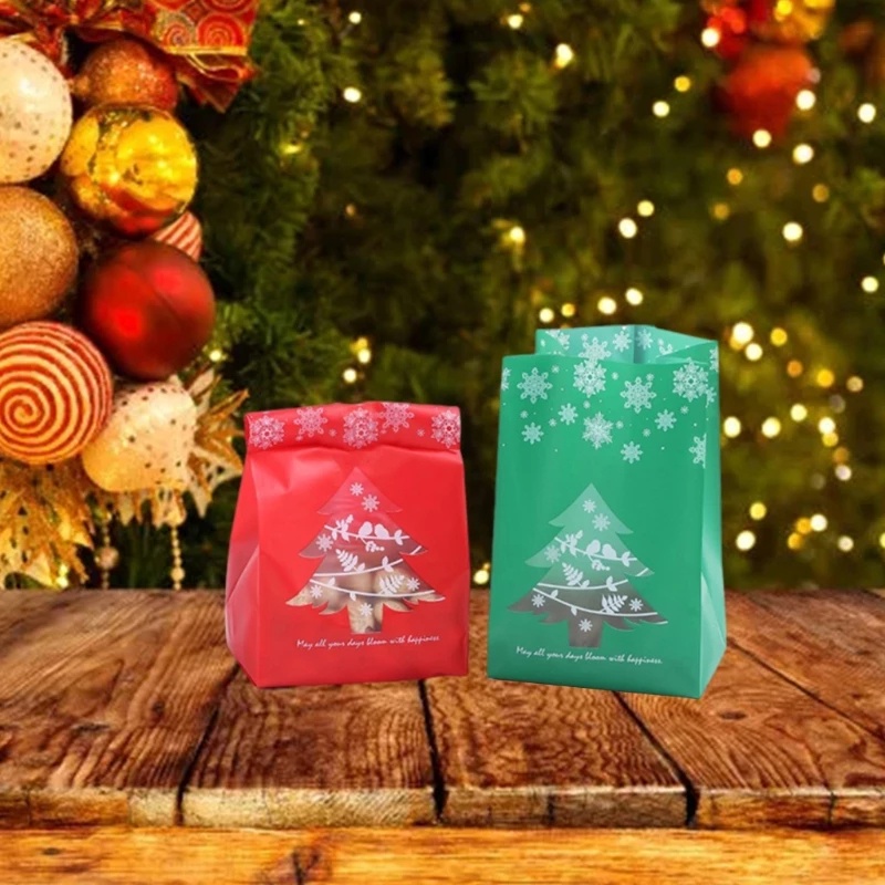 50pcs / Pak Kantong Plastik Kemasan Kue / Permen Handmade Diy Untuk Dekorasi Natal / Pernikahan / Rumah